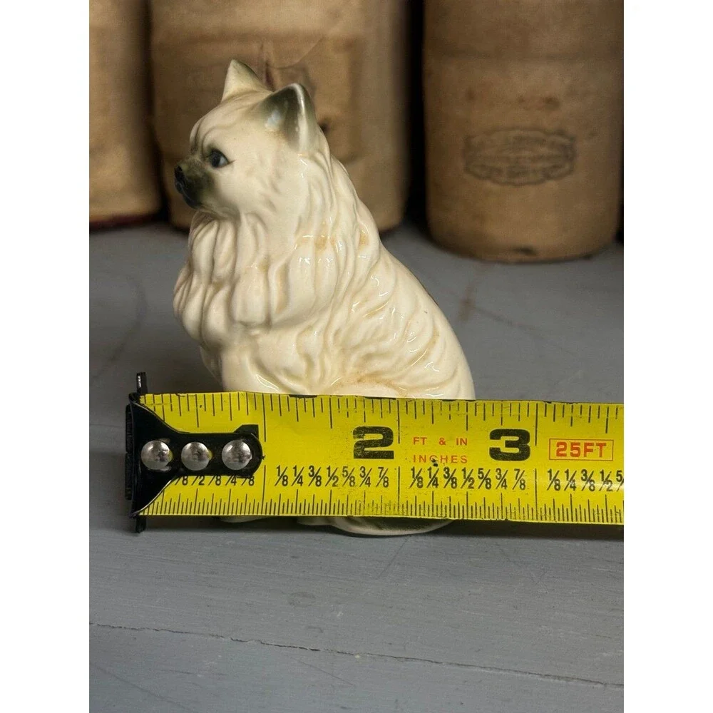 Vintage Ceramic Persian Cat Figurine White Long Hair Kitty Statue 3.5” Feline
